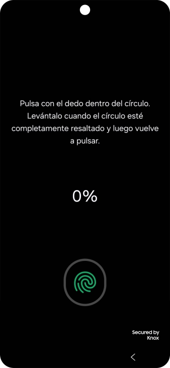Sigue las indicaciones de la pantalla para crear una huella digital como código de seguridad.