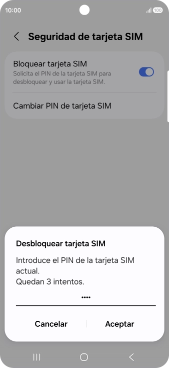 Introduce tu código PIN y pulsa Aceptar.