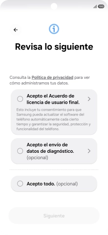 Pulsa en el campo junto a los ajustes deseados para seleccionarlos.