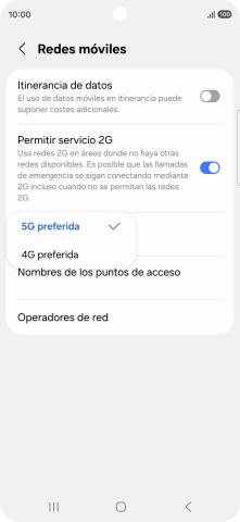 Pulsa el tipo de red deseado.