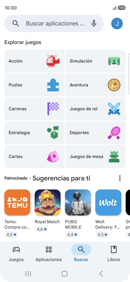 Pulsa en el campo de búsqueda.