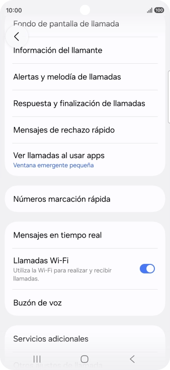Pulsa Servicios adicionales.