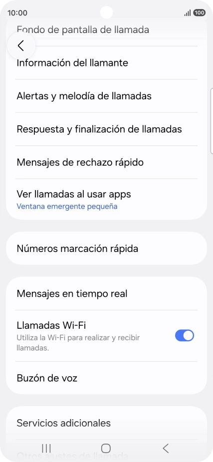Pulsa Servicios adicionales.