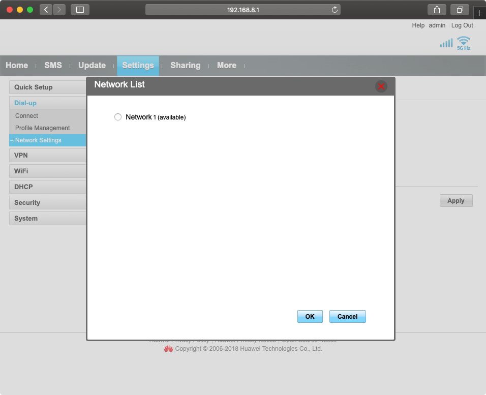 Click the required network.