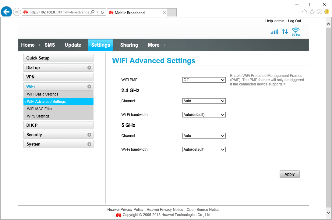 Click the drop down list next to the required frequency.