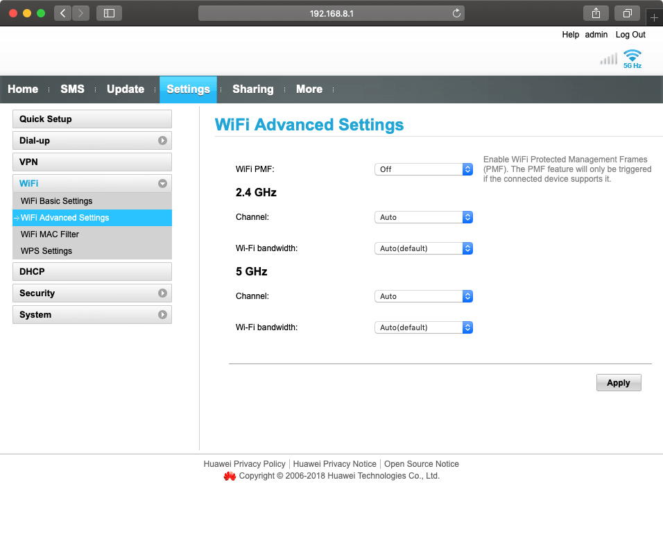 Click the drop down list next to the required frequency.
