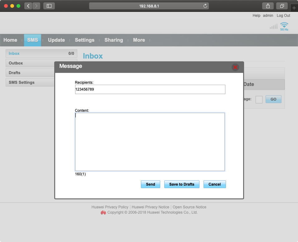 Click the text input field and write the text for your text message.