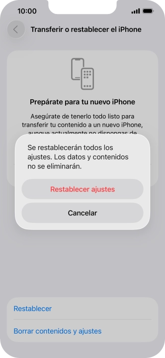 Pulsa Restablecer ajustes.