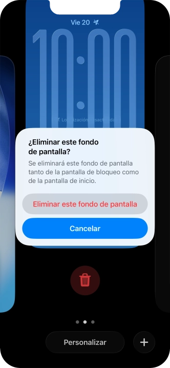 Pulsa Eliminar este fondo de pantalla.