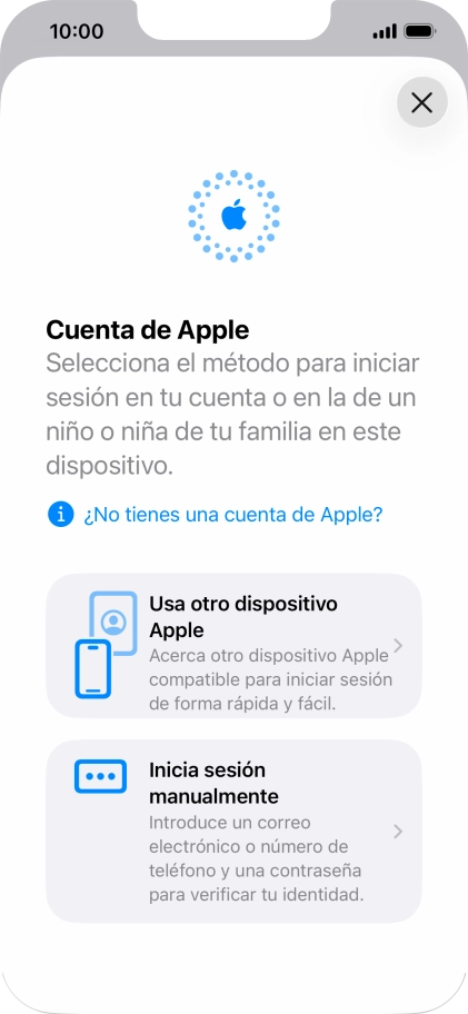 Pulsa Inicia sesión manualmente.