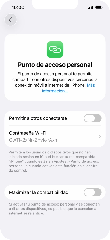 Pulsa Contraseña Wi-Fi e introduce una contraseña.