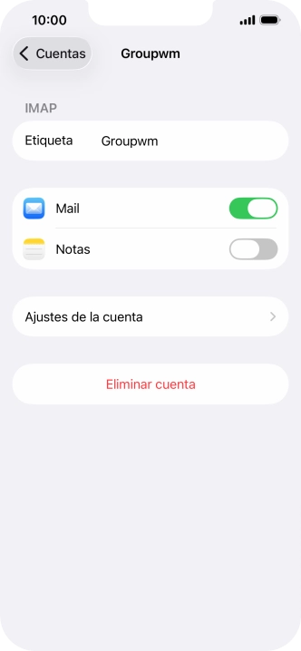 Pulsa Ajustes de la cuenta.