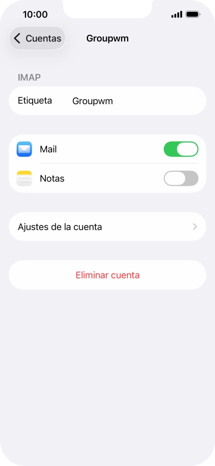 Pulsa Ajustes de la cuenta.