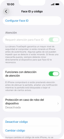 Pulsa Desactivar código e introduce el código de seguridad.