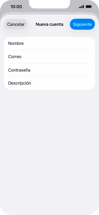Pulsa Descripción e introduce el nombre de la cuenta de correo electrónico.
