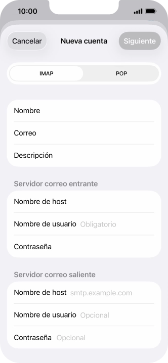 Pulsa Nombre de usuario e introduce el nombre de usuario de tu cuenta de correo electrónico.
