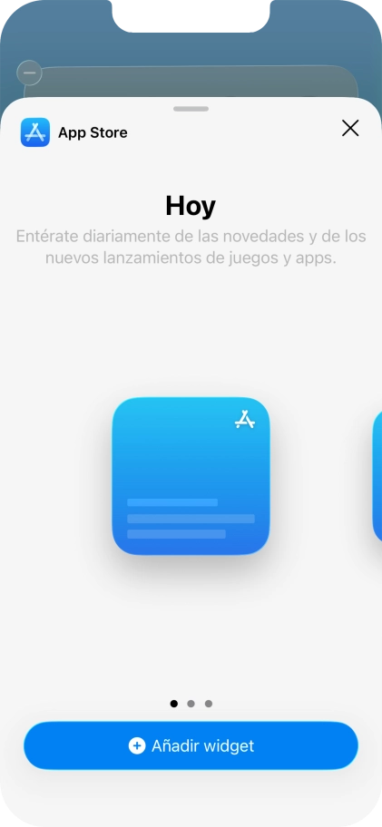 Desliza el dedo hacia la derecha o hacia la izquierda por la pantalla para seleccionar el tamaño de widget deseado.