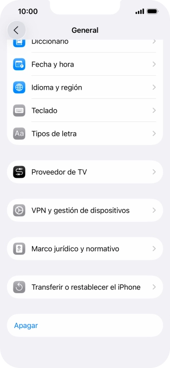 Pulsa Transferir o restablecer el iPhone.