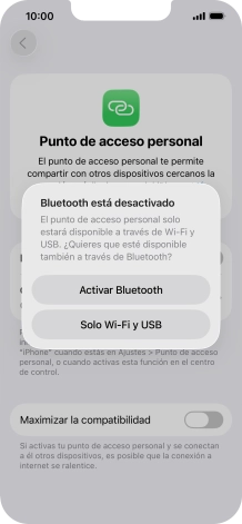 Si la función de wifi está activada, pulsa Solo Wi-Fi y USB.