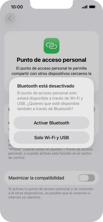 Si la función de wifi está activada, pulsa Solo Wi-Fi y USB.