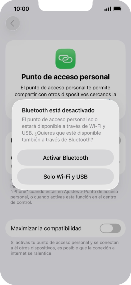 Si la función de wifi está activada, pulsa Solo Wi-Fi y USB.