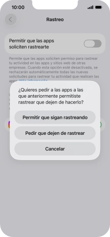 Si desactivas la función, pulsa el ajuste deseado.