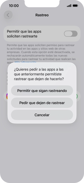 Si desactivas la función, pulsa el ajuste deseado.