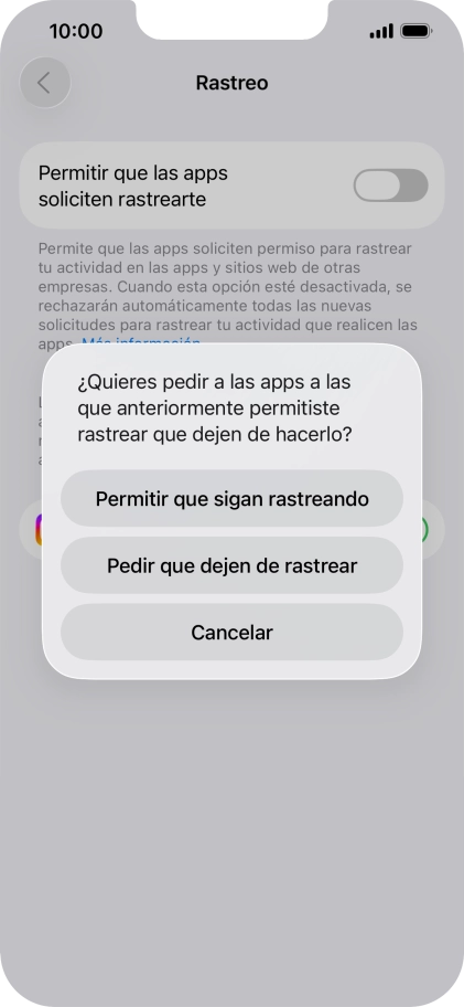 Si desactivas la función, pulsa el ajuste deseado.
