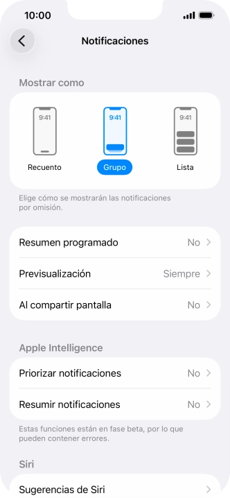 Pulsa Resumen programado.