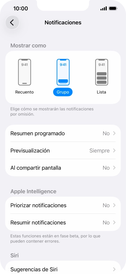 Pulsa Resumen programado.