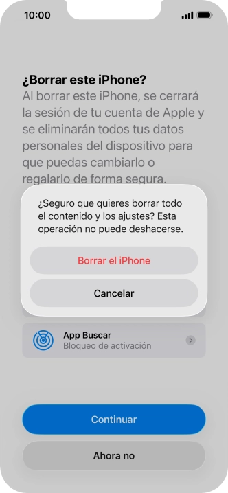 Pulsa Borrar el iPhone.