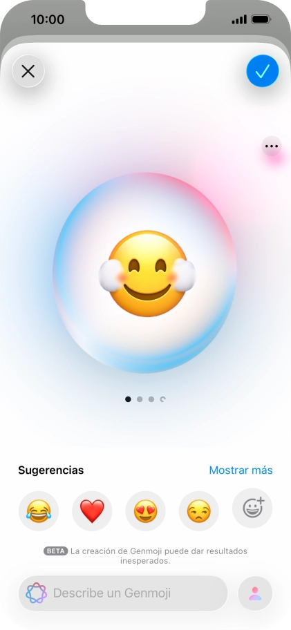 Desliza el dedo hacia la derecha o hacia la izquierda por la pantalla para ver los resultados generados.
