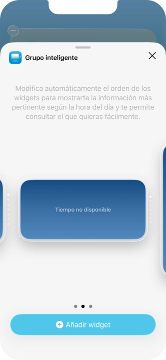 Desliza el dedo hacia la derecha o hacia la izquierda por la pantalla para seleccionar el tamaño de widget deseado.