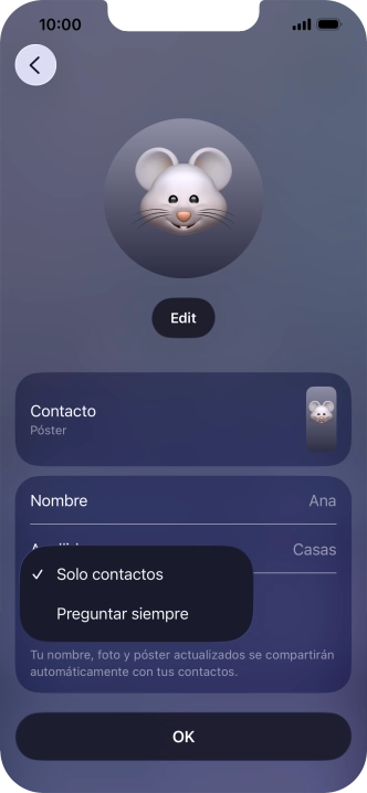 Pulsa el ajuste deseado.