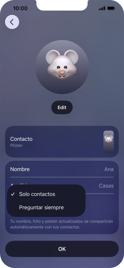 Pulsa el ajuste deseado.
