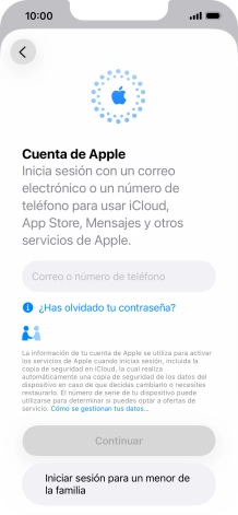 Pulsa Correo o número de teléfono e introduce el nombre de usuario de tu Cuenta de Apple.