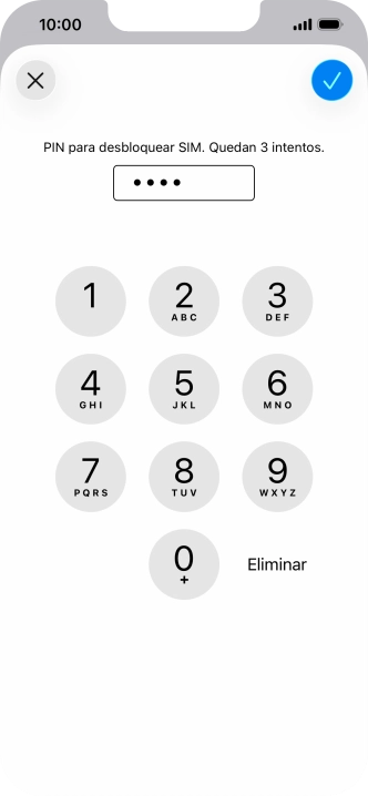 Introduce el código PIN y pulsa el icono de aceptar.