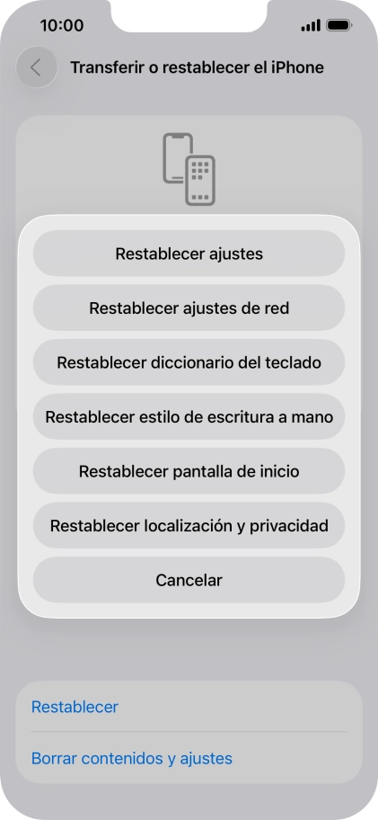 Pulsa Restablecer ajustes de red.
