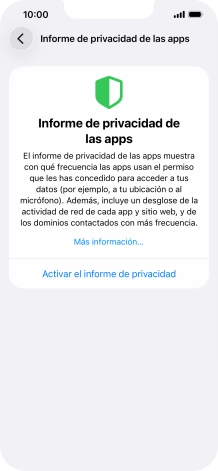 Pulsa Activar el informe de privacidad para activar la función.