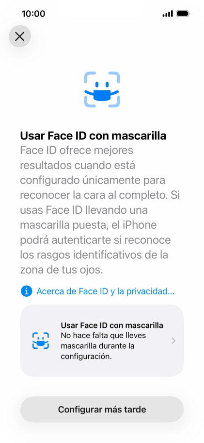 Pulsa Configurar más tarde.