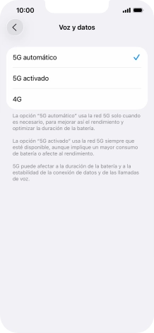 Si deseas activar el cambio automático entre una red 5G y 4G, pulsa 5G automático.
