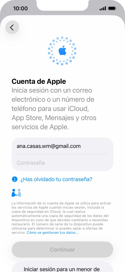 Pulsa Contraseña e introduce la contraseña de tu Cuenta de Apple.