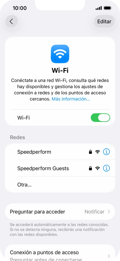 Pulsa la red wifi deseada e introduce la contraseña de esta red.