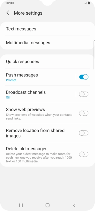 Press Text messages.