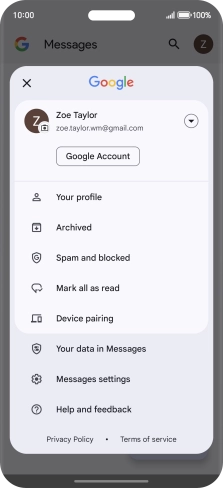 Press Messages settings.
