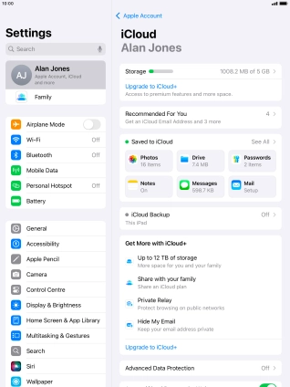Press iCloud Backup.