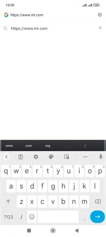 Key in the address of the required web page and press arrow right.