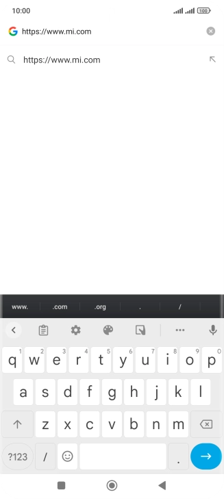 Key in the address of the required web page and press arrow right.