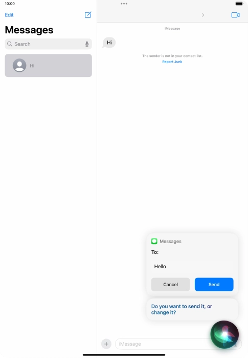 If an application is open on your tablet, such as a Mail or Messages, you can also use the functions available here, e.g.: REPLY [text].