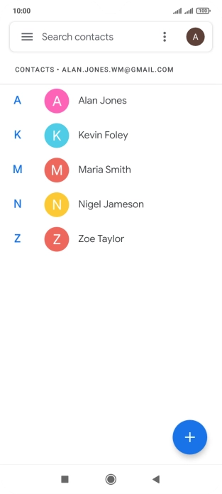 Press the required contact. Press the required contact.
